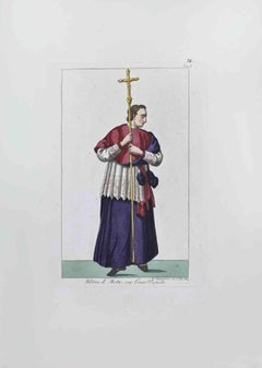 Antique "Uditore di Rota con Croce Papale" - Etching by Giuseppe Capparoni - 1827