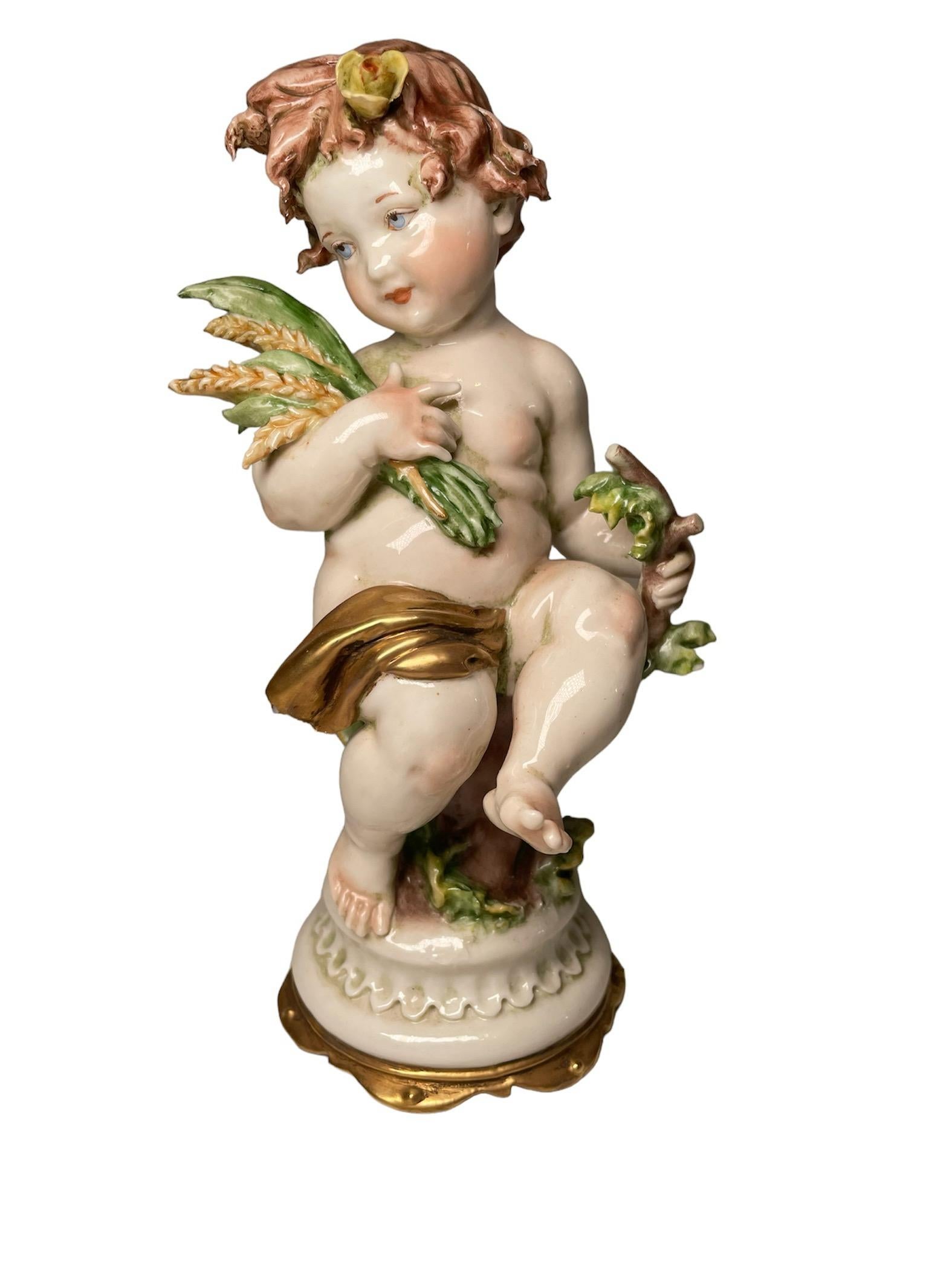 Giuseppe Cappe Porcelain Set Of Four Season’s Cherubs Figurines 2