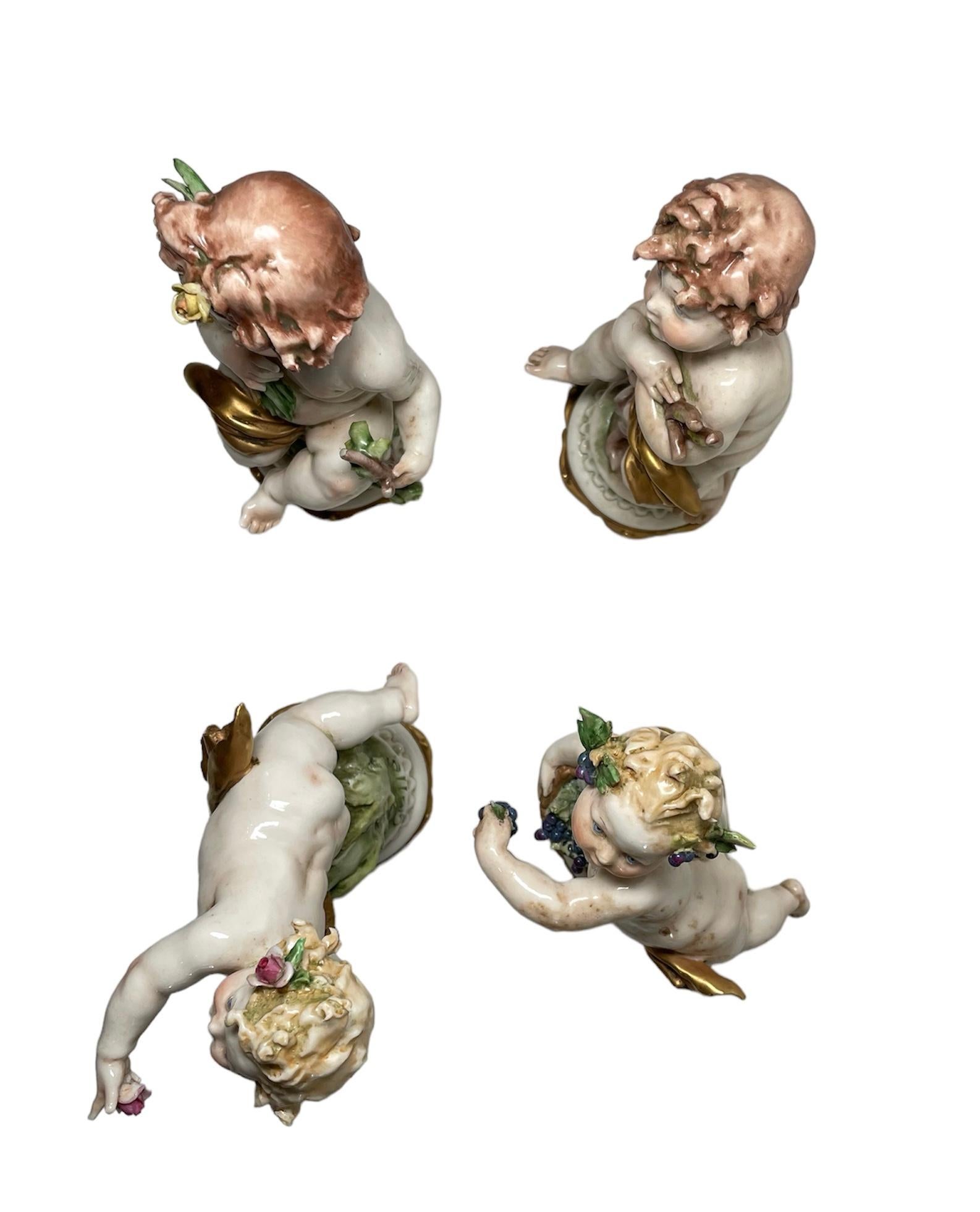 Giuseppe Cappe Porcelain Set Of Four Season’s Cherubs Figurines 8