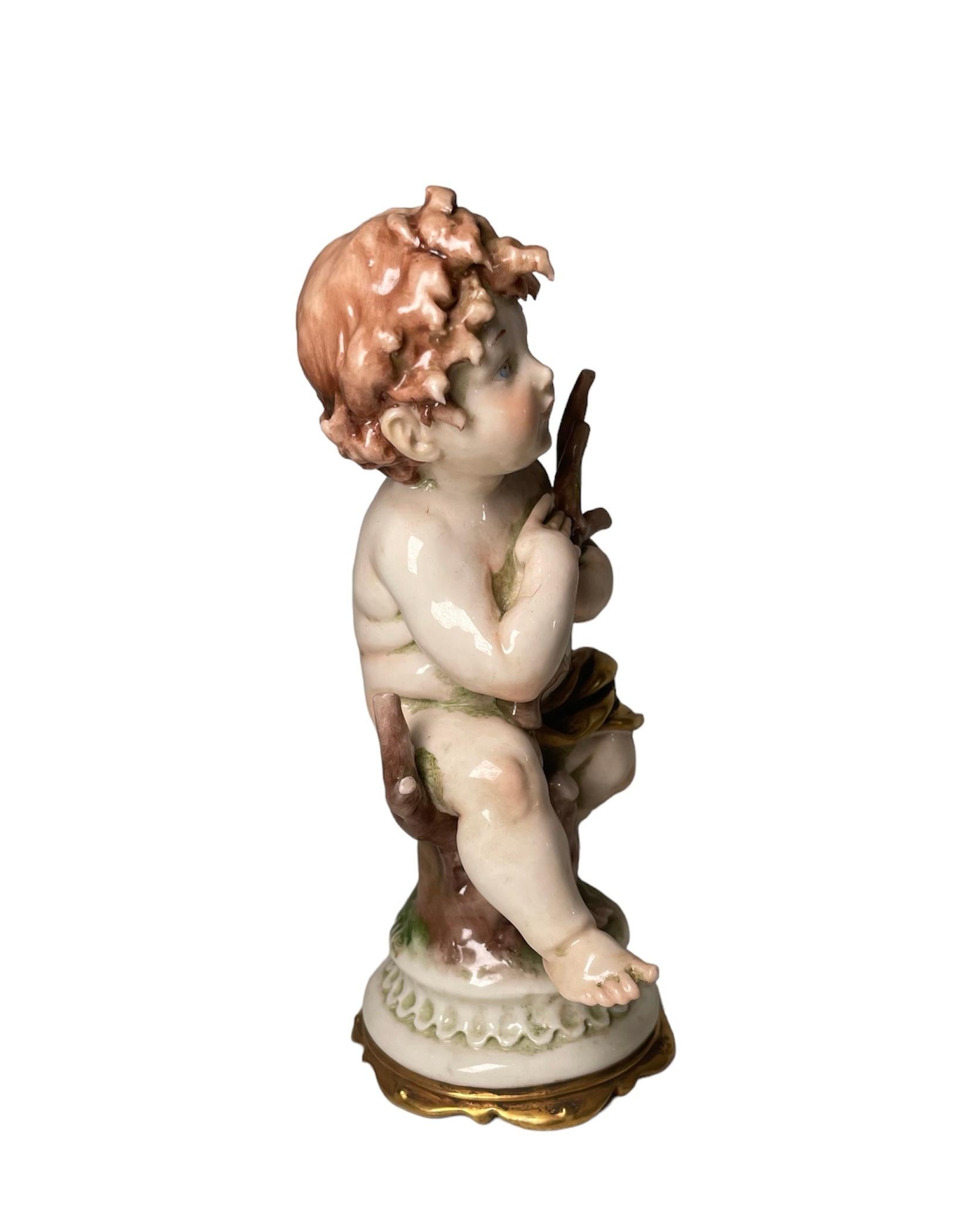 Giuseppe Cappe Porcelain Set Of Four Season’s Cherubs Figurines In Good Condition In Guaynabo, PR
