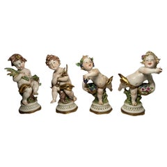 Giuseppe Cappe Porcelain Set Of Four Season’s Cherubs Figurines