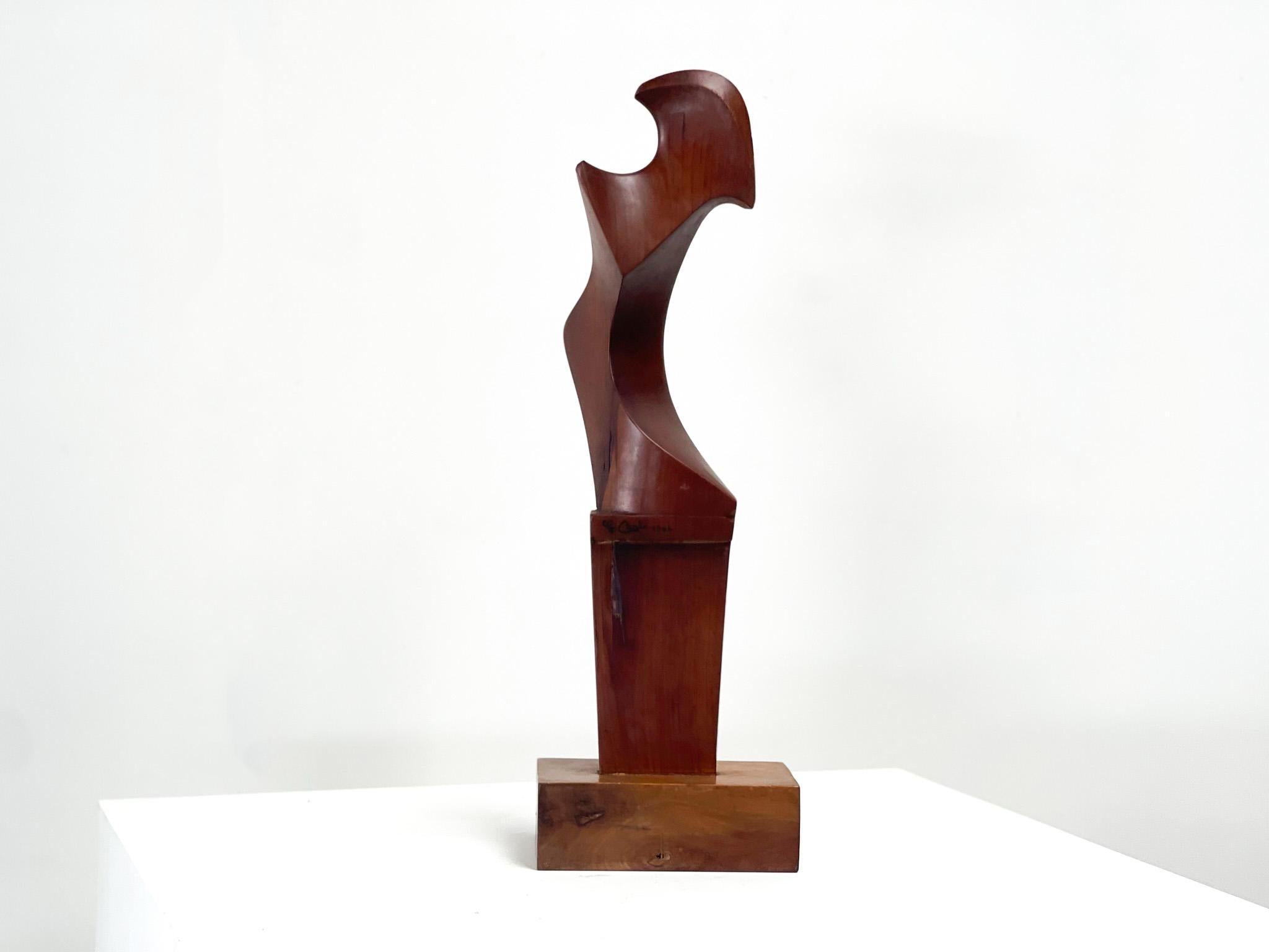 Italian Giuseppe Carli abstract wooden sculpture For Sale