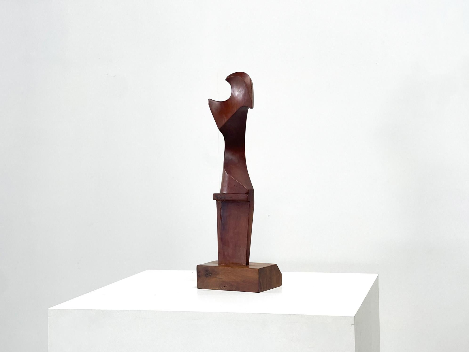 Late 20th Century Giuseppe Carli abstract wooden sculpture For Sale