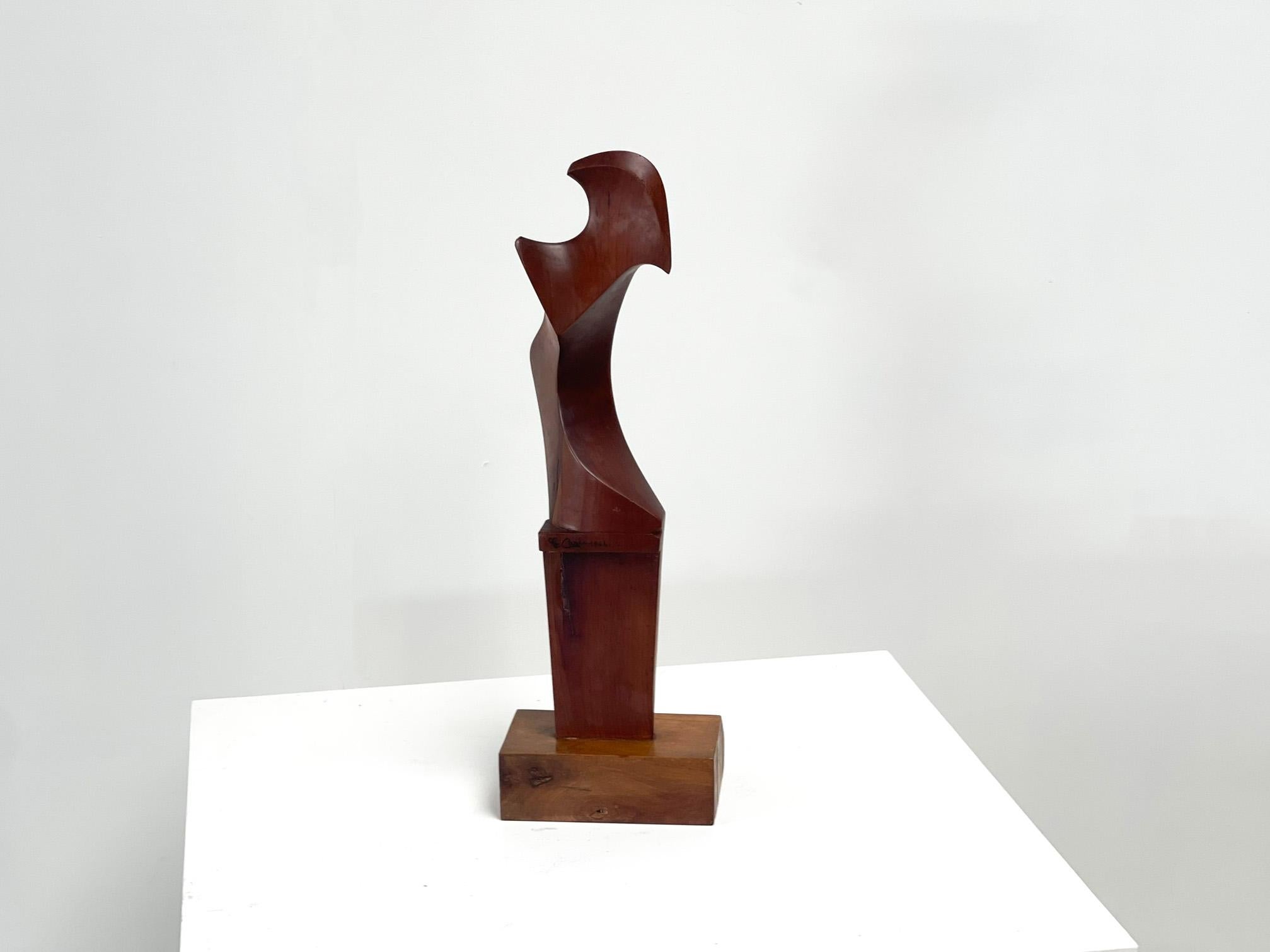 Wood Giuseppe Carli abstract wooden sculpture For Sale