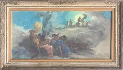 Giuseppe Carnelli "Mythological Subject" 19th Tempera Canvas Italian Master