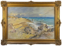 Beautiful pastel of a Neapolitan beach with skerries