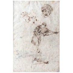 Antique Giuseppe Casciaro, Venetian Figure Study
