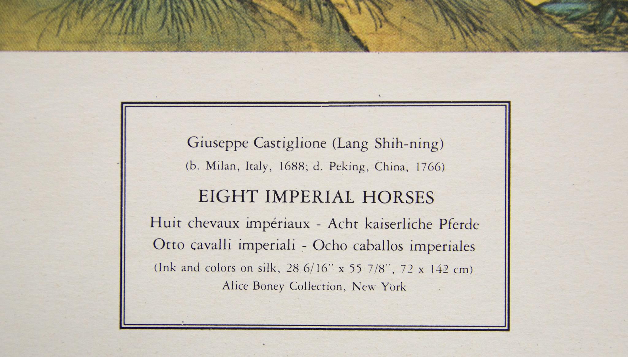 « Huit chevaux impériaux » de Giuseppe Castiglione. Pub de la New York Graphic Society en vente 1