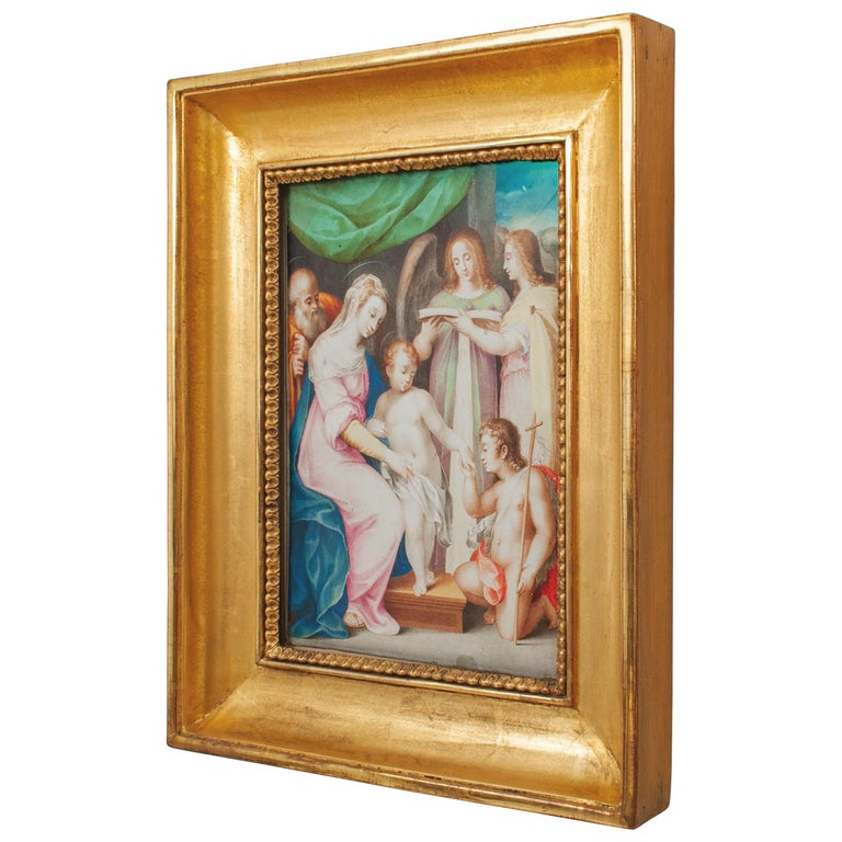 Italian Renaissance Tempera on Parchment Painting Holy Family by ...