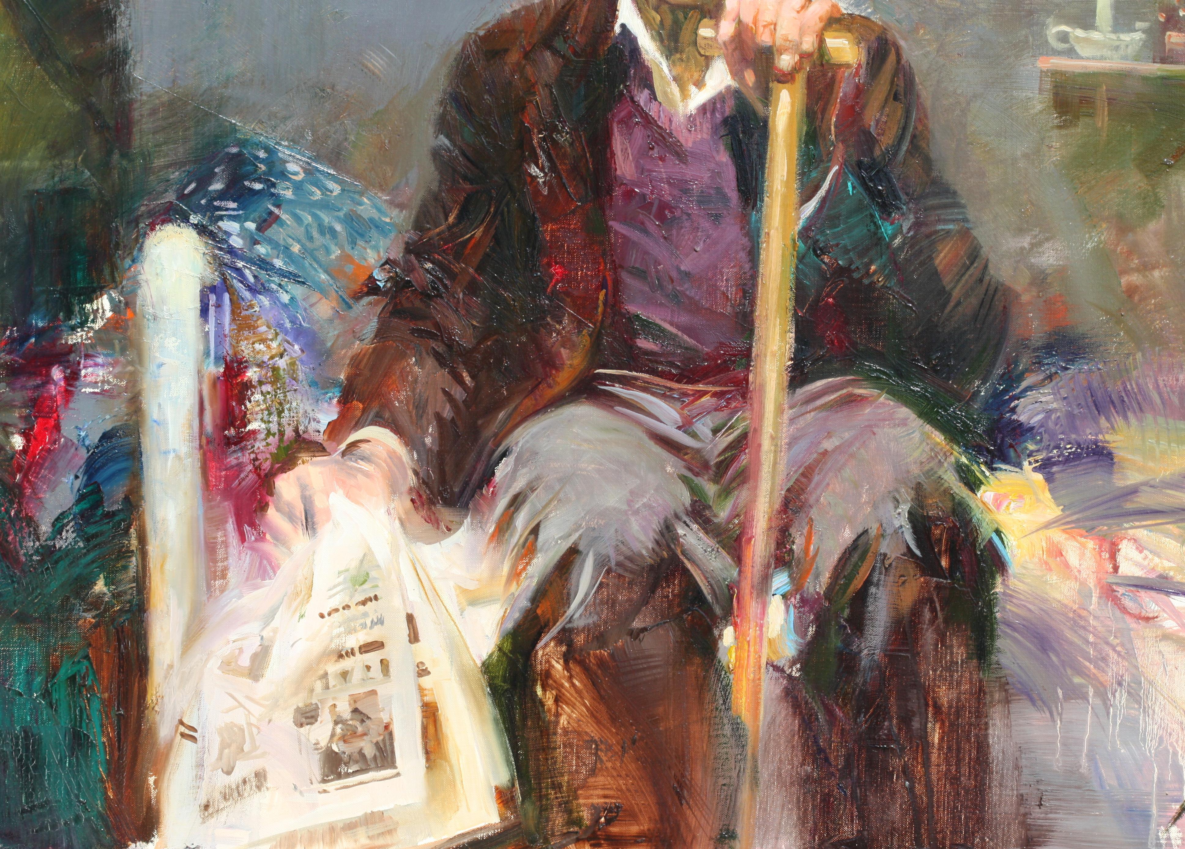 
Giuseppe Dangelico Pino, (Italian/American, 1939-2010)
After the News, oil on canvas, signed Pino, l.r.
24 by 30 in., overall, in a giltwood frame, 33 by 40 in.
Provenance: Addison Gallery, Boca Raton, FL