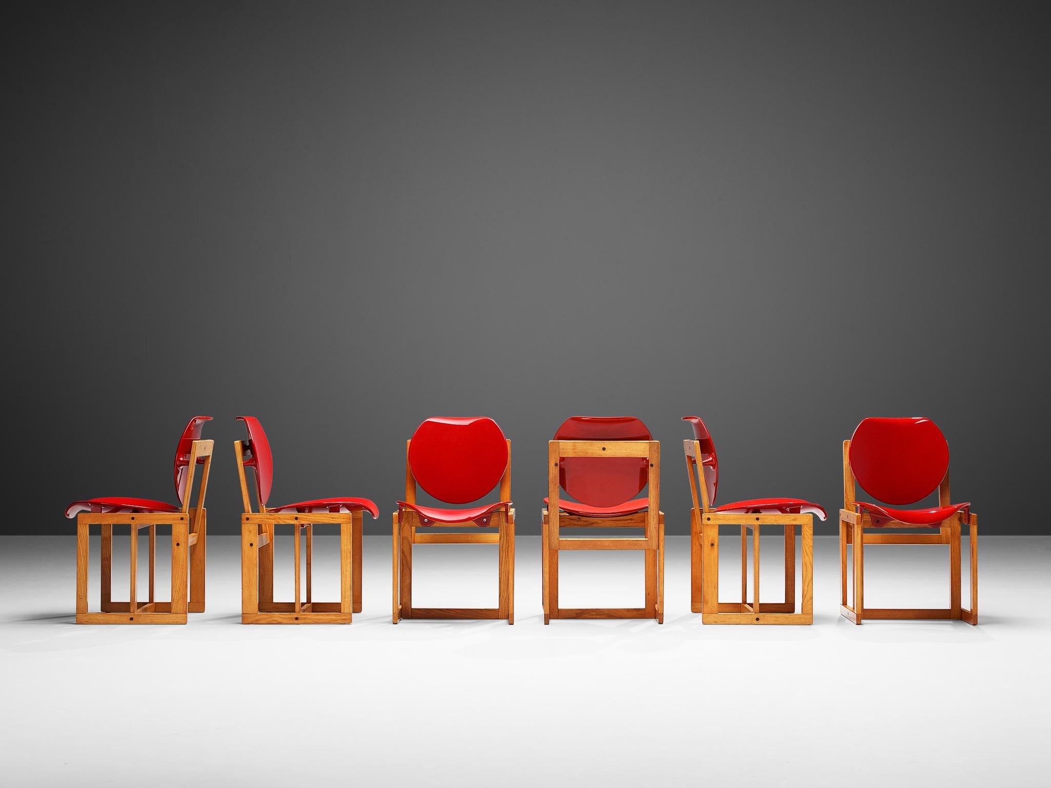 Italian Giuseppe Davanzo Set of Six Dining Chairs 'Serena'