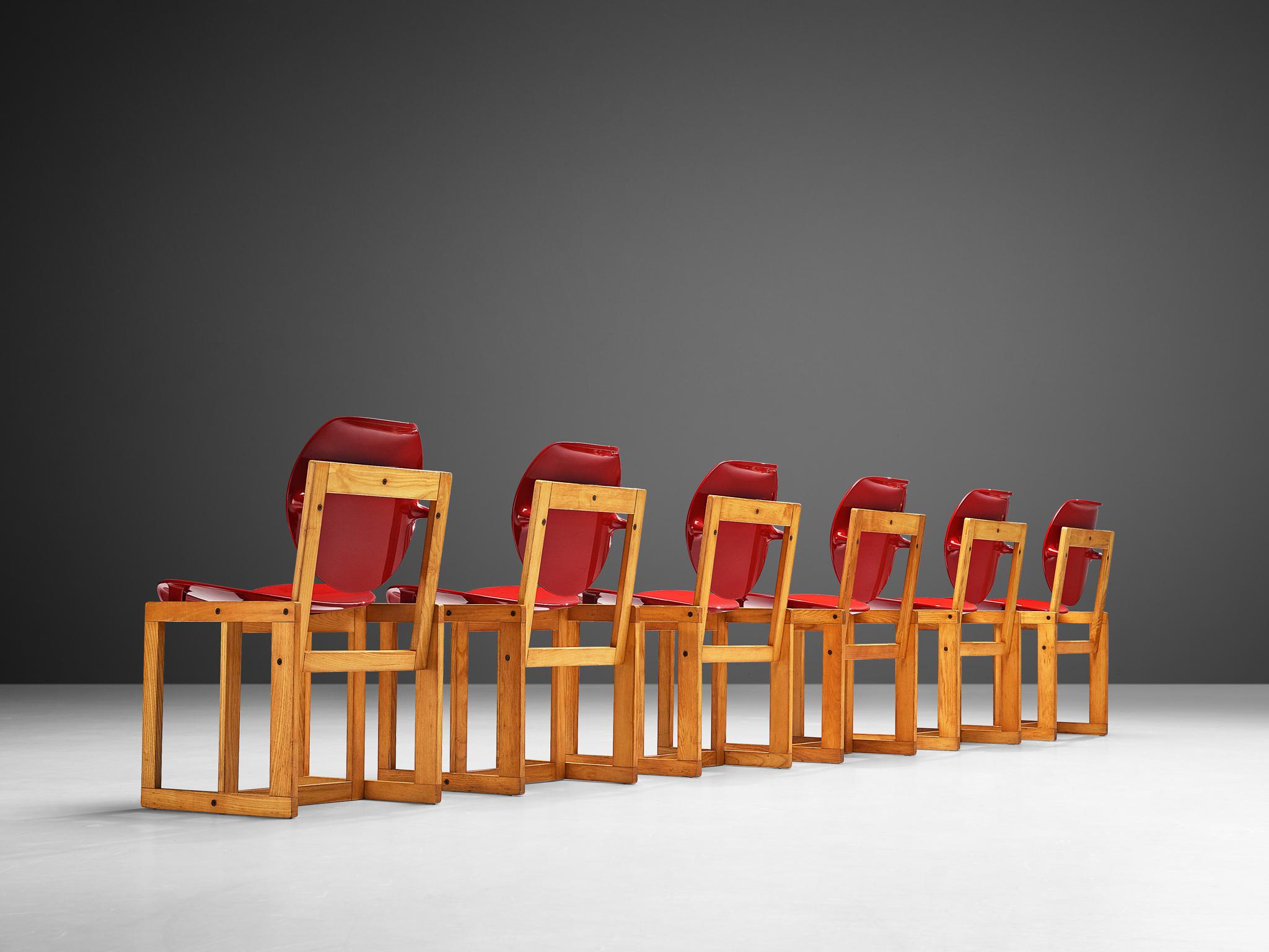 Italian Giuseppe Davanzo Set of Six 'Serena' Dining Chairs in Ash