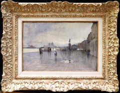 Rain - Riva Degli Schiavone, Venice - Figures in Cityscape by Giuseppe De Nittis