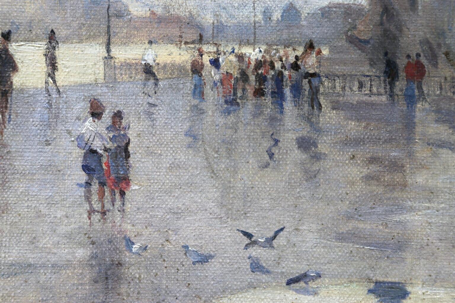 Rain - Riva Degli Schiavone, Venice - Figures in Cityscape by Giuseppe De Nittis 1