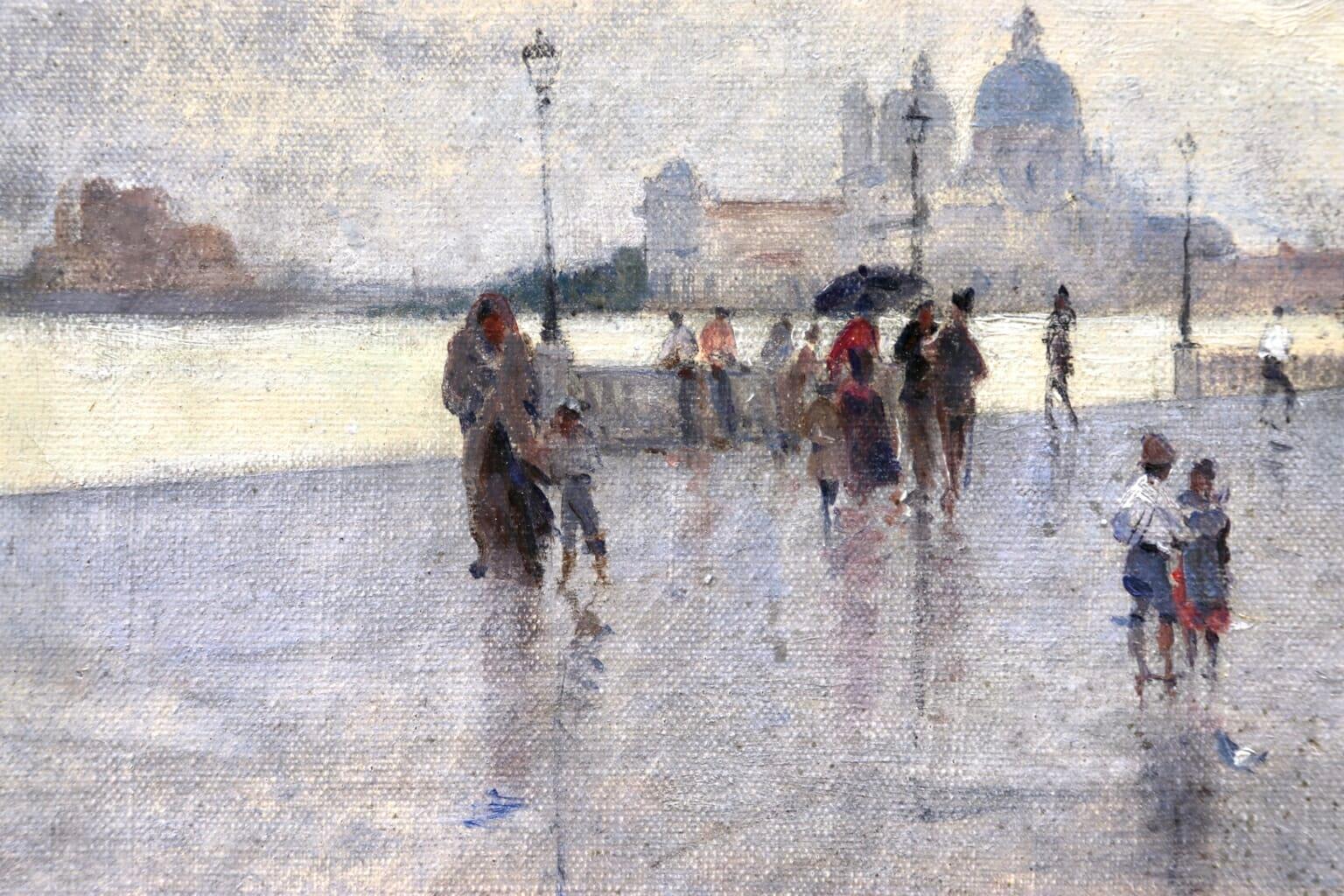 Rain - Riva Degli Schiavone, Venice - Figures in Cityscape by Giuseppe De Nittis 4