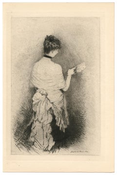 "Jeune femme vue de dos" original etching