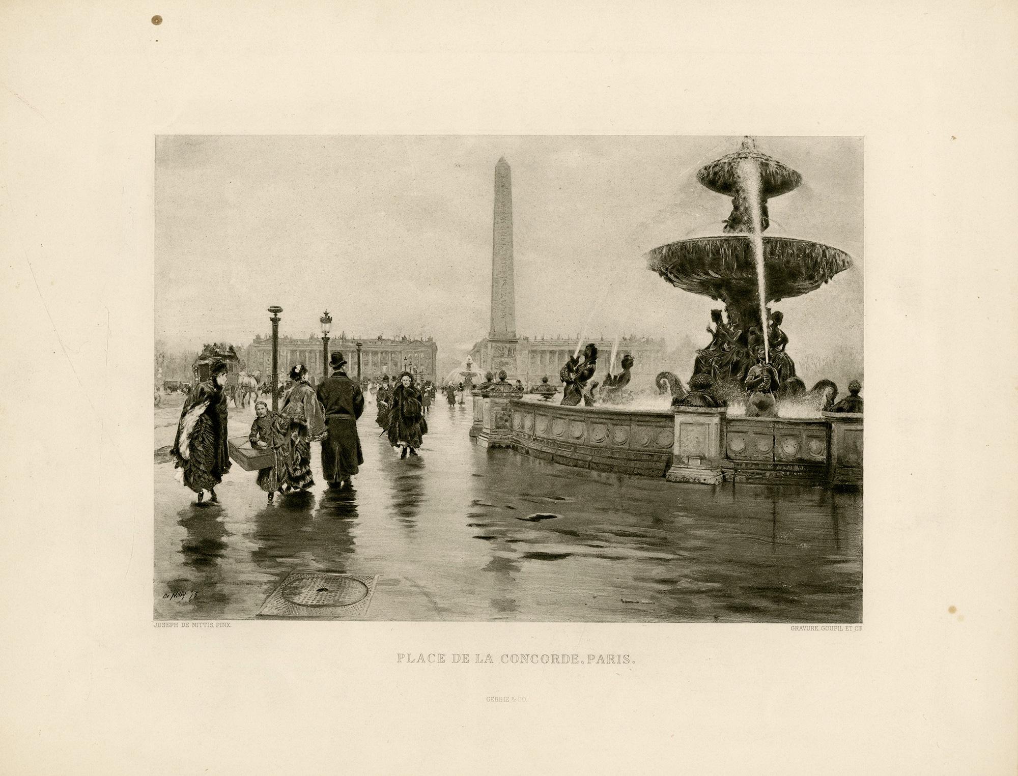 Plaza de la Concordia, París - Print de Giuseppe De Nittis