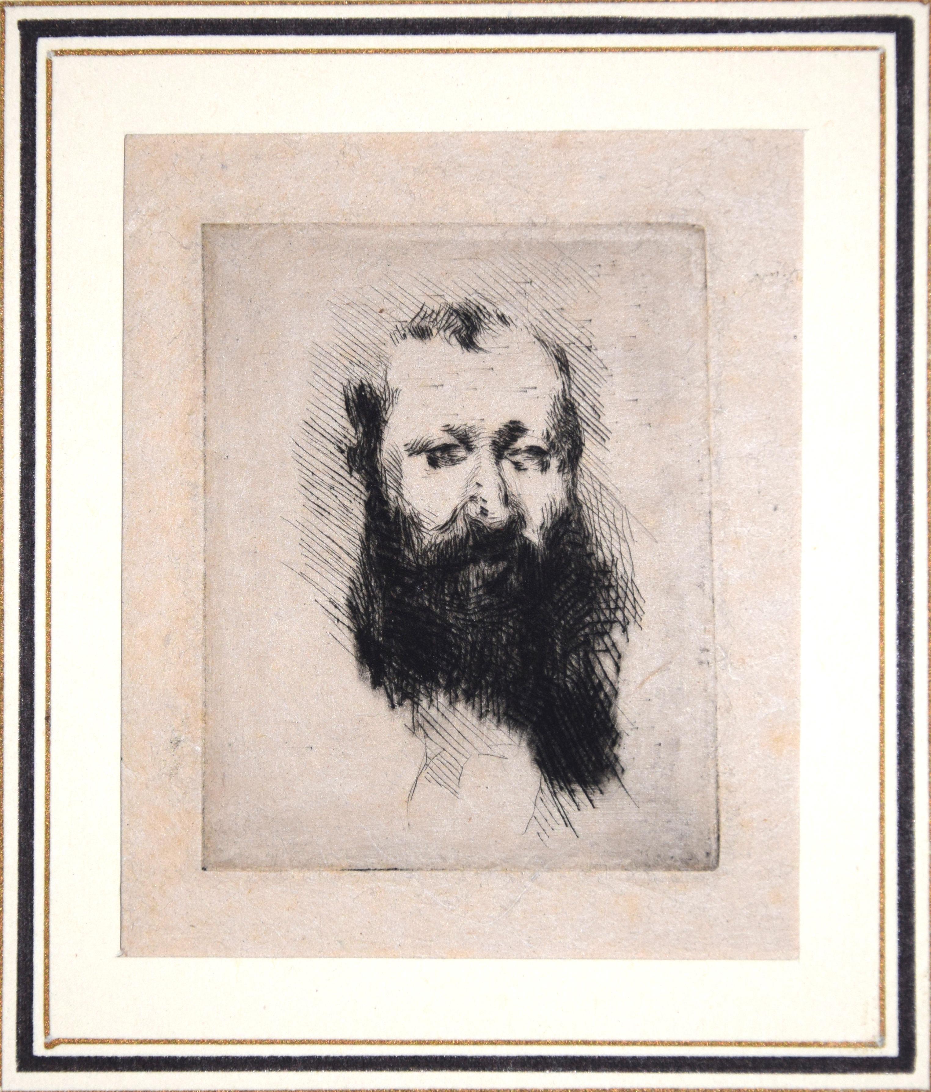 Portrait d’Homme Barbu Alphonse Hirsch - Etching by G. De Nittis -1875 - Print by Giuseppe De Nittis