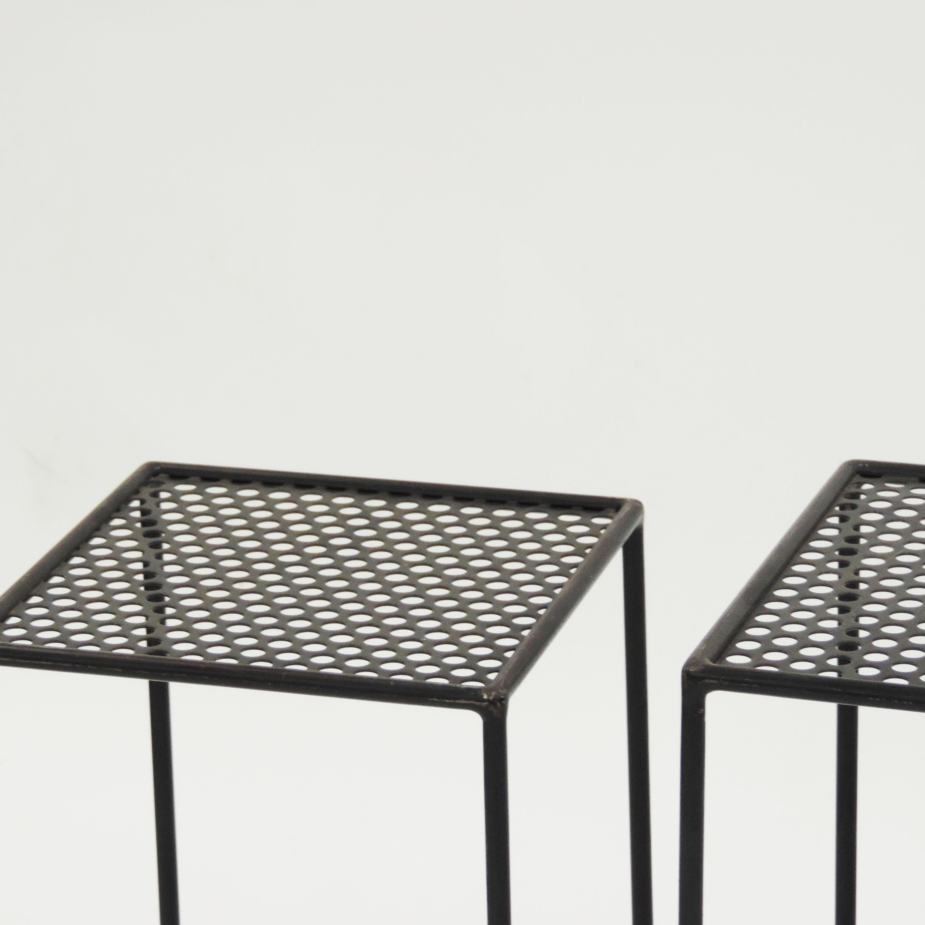 Giuseppe De Vivo nesting tables in perforated metal, Italy, 1950s.