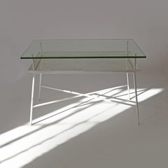 Giuseppe De Vivo Perforated Metal Double Top Console Table, Italy 1950s