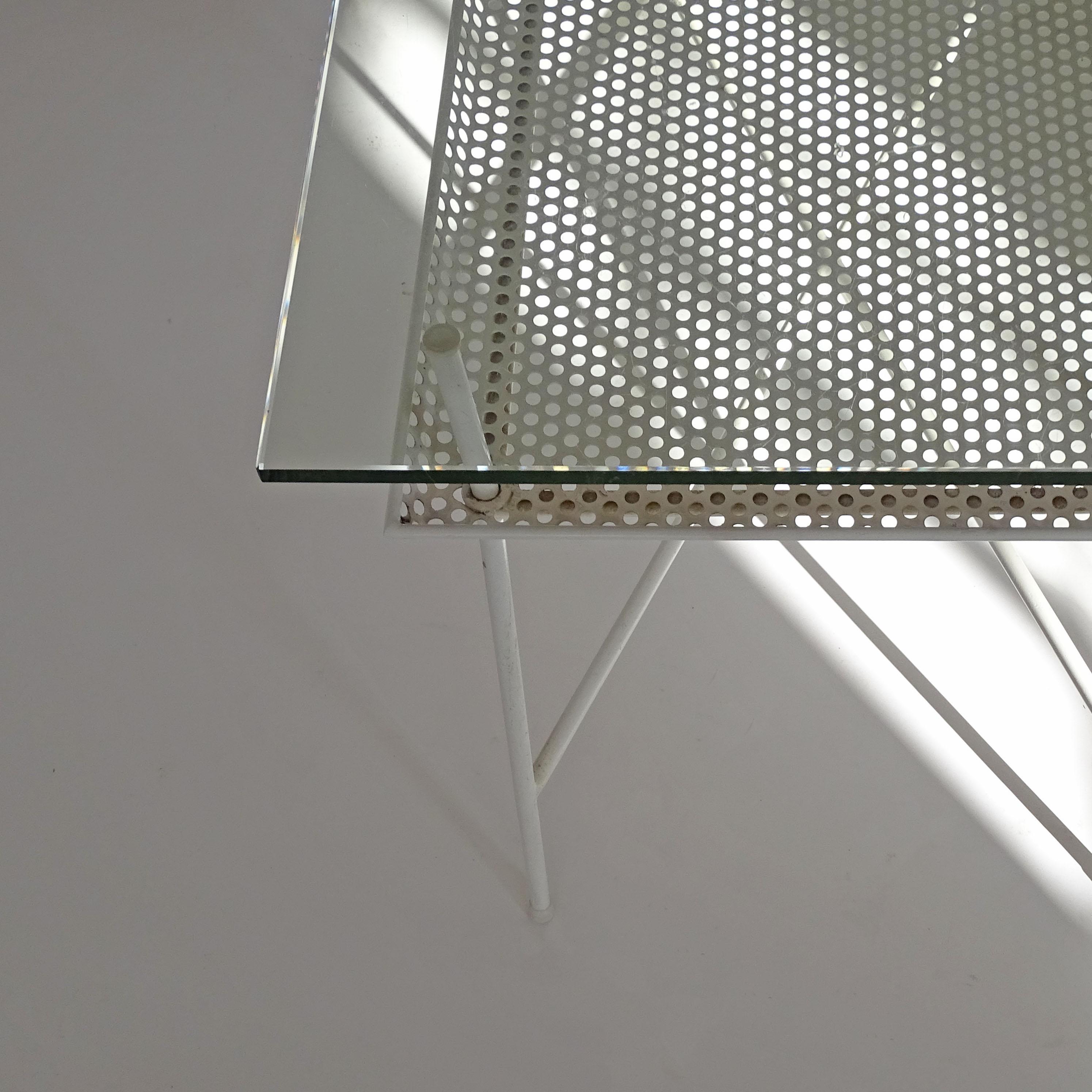 Giuseppe De Vivo Perforated Metal Double Top Console Table, Italy 1950s In Good Condition For Sale In Milan, IT