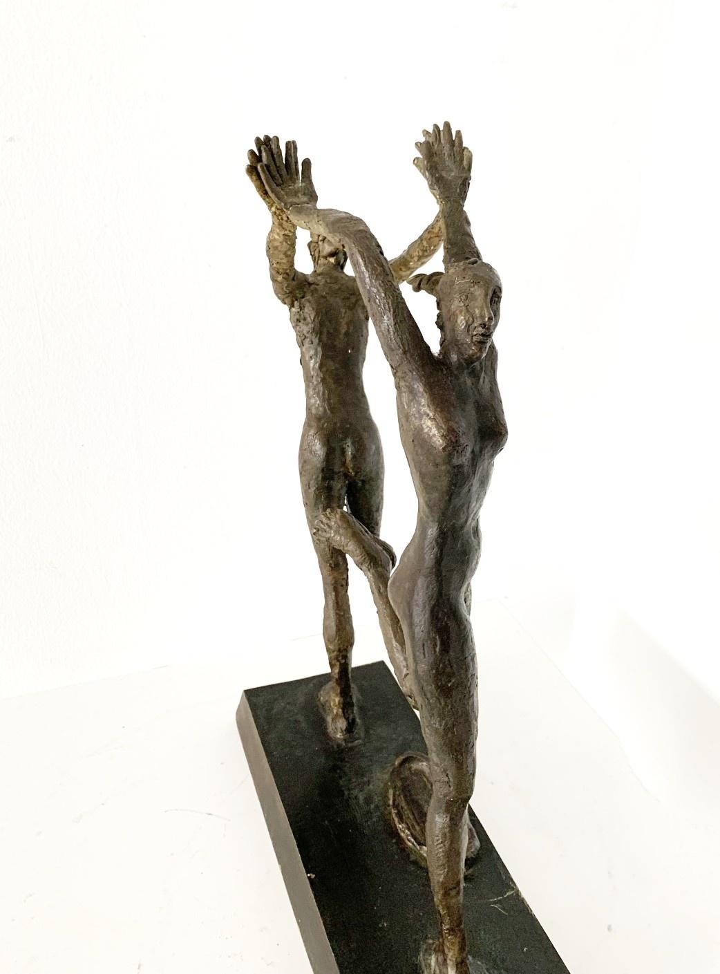 Dancing together. Contemporary figurative bronze sculpture, Italian artist For Sale 1