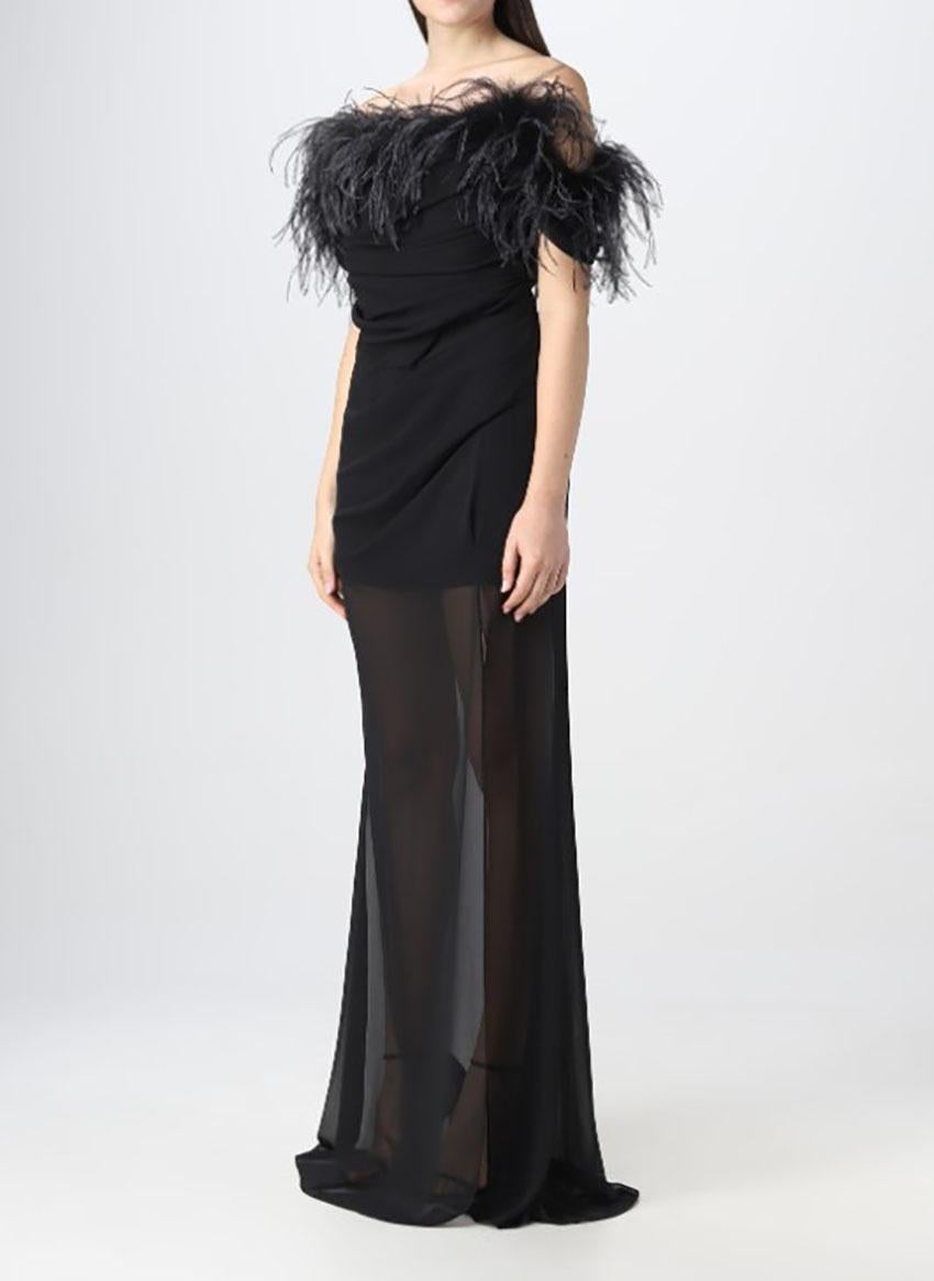 GIUSEPPE DI MORABITO BLACK FEQATHER DRESSES Sz EU 40 In New Condition In Montgomery, TX