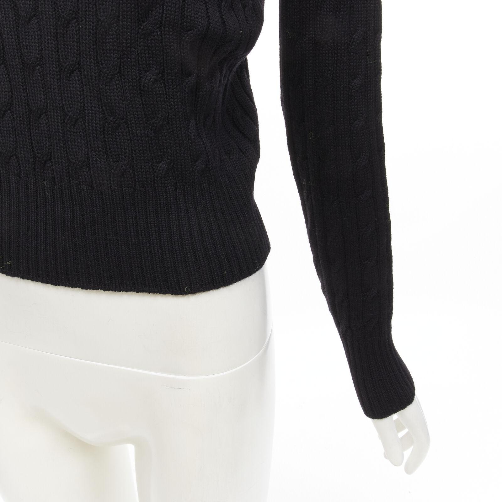 GIUSEPPE DI MORABITO black wool crystal embellished cable knit turtleneck IT38 For Sale 3