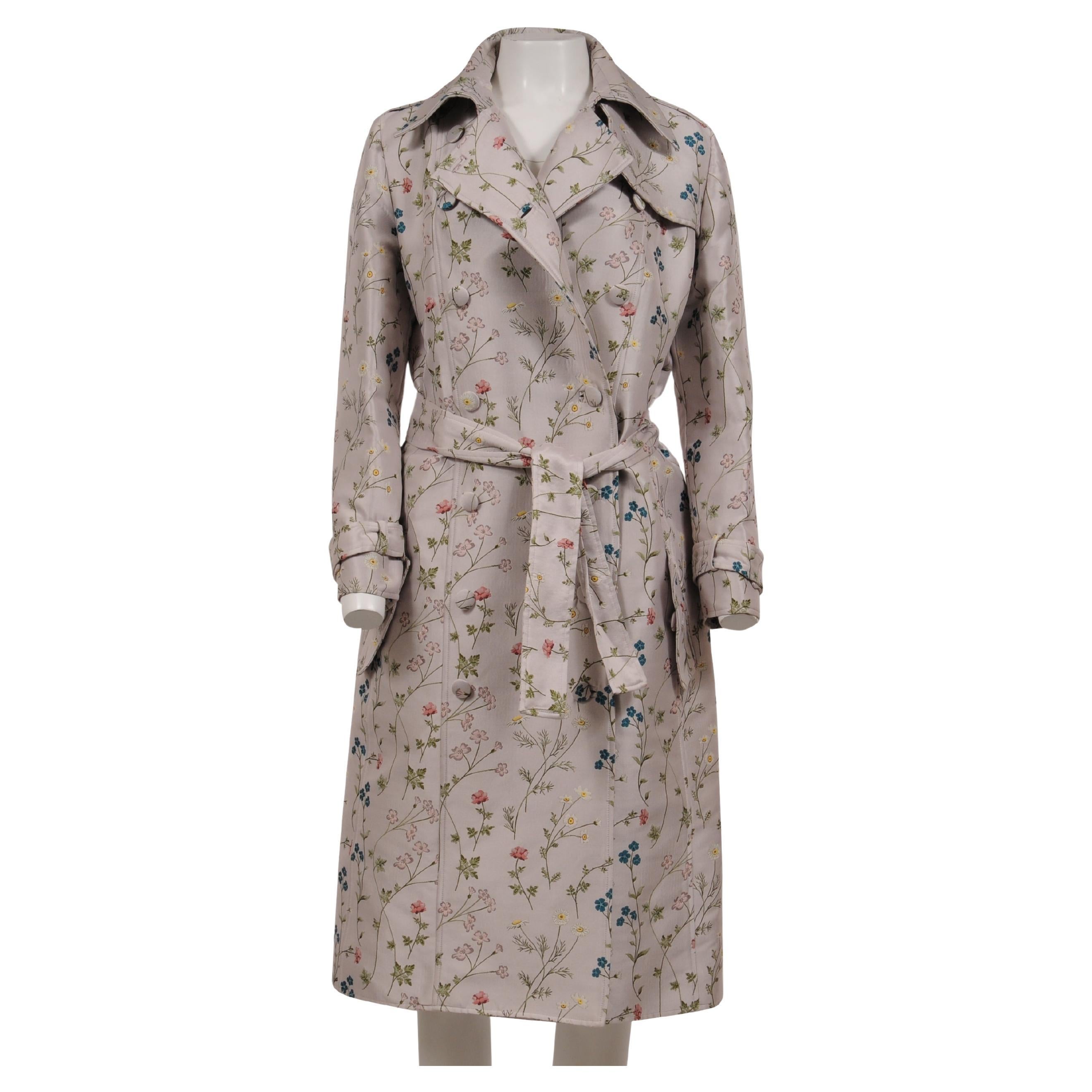 Giuseppe Di Morabito Abrigo Trenca Floral de Doble Pecho Sz IT 50 Tan Chaqueta Larga