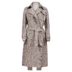 Giuseppe Di Morabito Double Breasted Floral Trench Coat Sz IT 50 Tan Long Jacket
