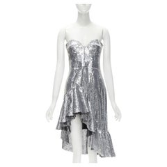 GIUSEPPE DI MORABITO LUISAVIAROMA - Robe jupe à volants en sequins argentés IT38 XS