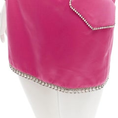 GIUSEPPE DI MORABITO pink satin bling crystal rhinestone mini skirt IT38 XS