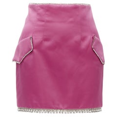 GIUSEPPE DI MORABITO pink satin bling crystal rhinestone mini skirt IT38 XS