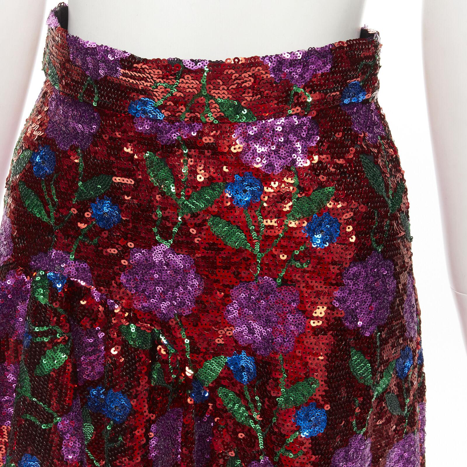 GIUSEPPE DI MORABITO red pink floral sequins asymmetric ruffled skirt IT38 XS For Sale 2