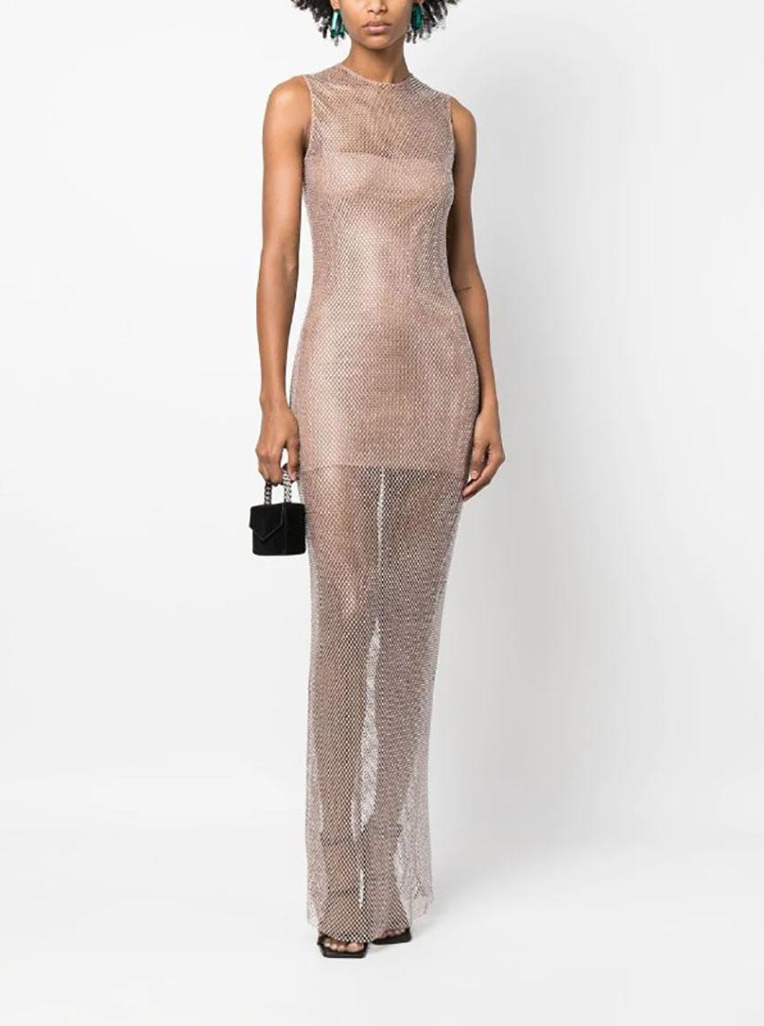Giuseppe Di Morabito

Sleeveless mesh maxi dress from GIUSEPPE DI MORABITO featuring light brown, mesh detailing, round neck, sleeveless and semi-sheer overlay.

All over rhinestones
Removable coordinated slip
Content: 100% Polyamide, 20% Elastane,