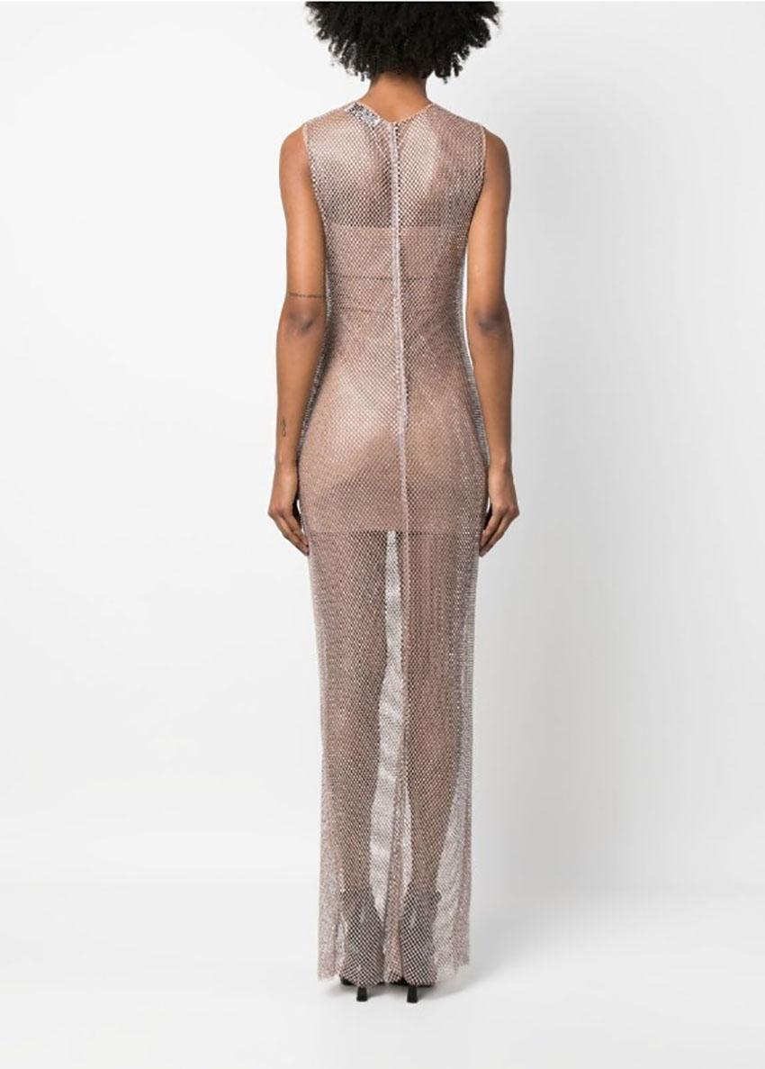 giuseppe di morabito silver crystal flower cutout dress
