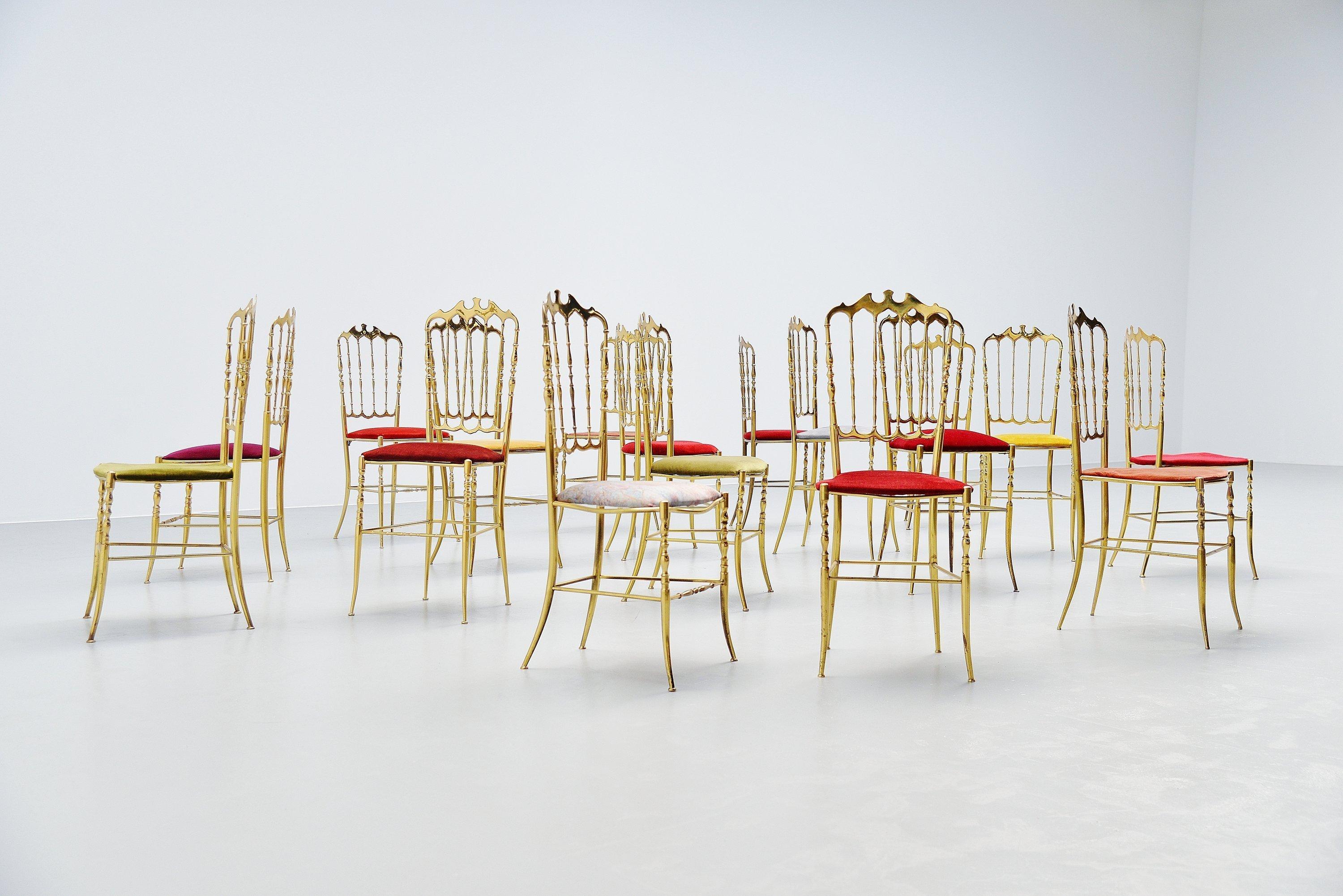 Italian Giuseppe Gaetano Descalzi Chiavari Dining Chairs Set, Italy, 1960