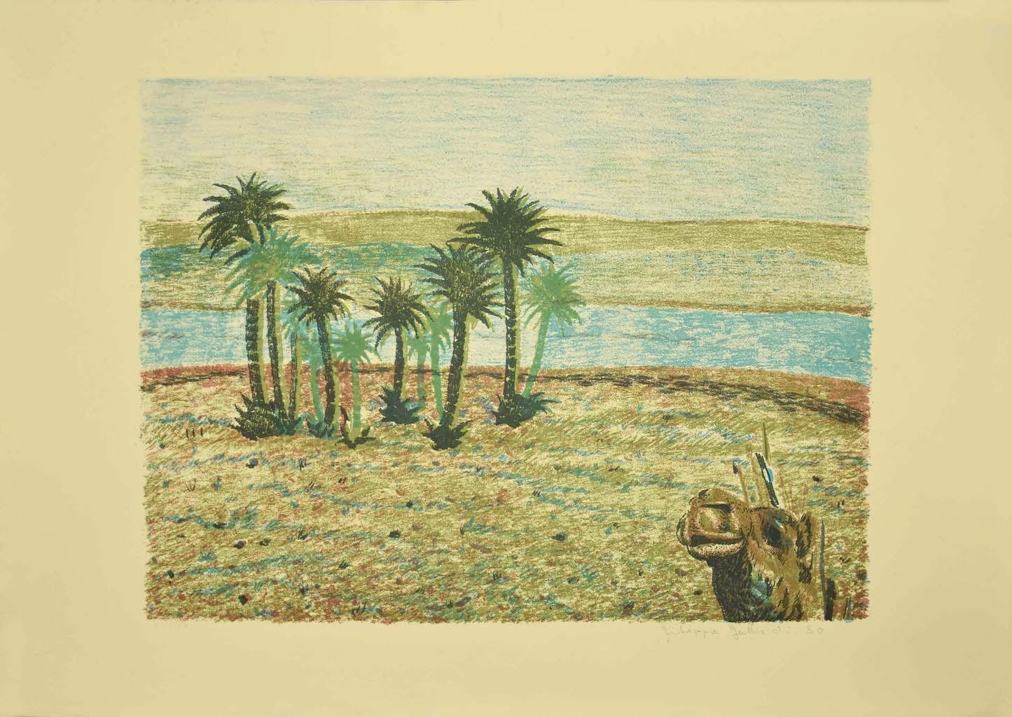 Le désert - Lithographie originale de Giuseppe Gallizioli - années 1980