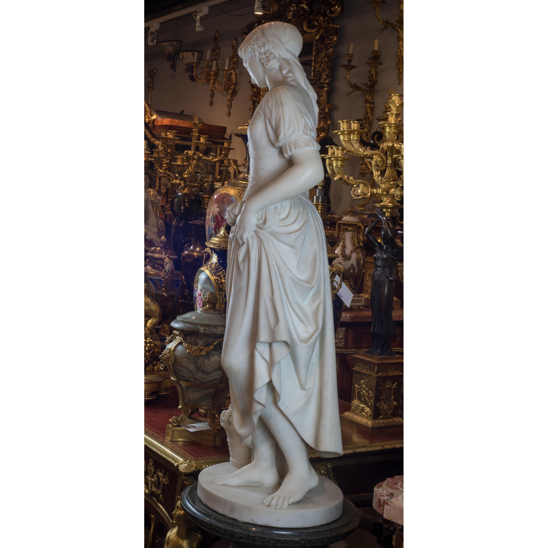 Italian Marble Sculpture Statue of a Young Beauty - Gray Figurative Sculpture by Giuseppe Gambogi