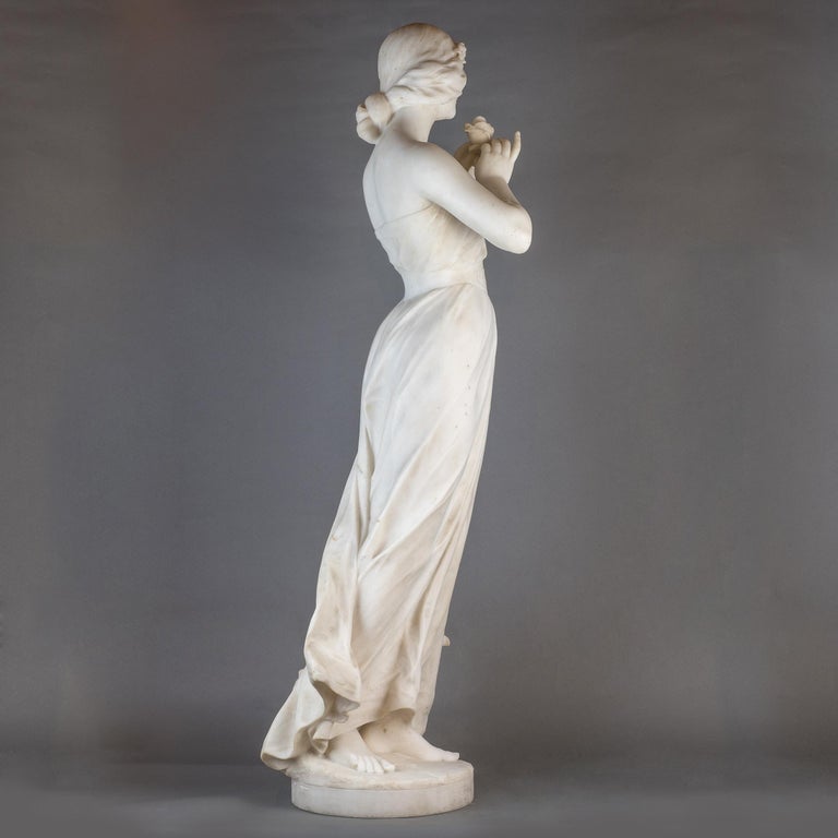 Giuseppe Gambogi Italian Marble Sculpture Statue of a Beauty For Sale