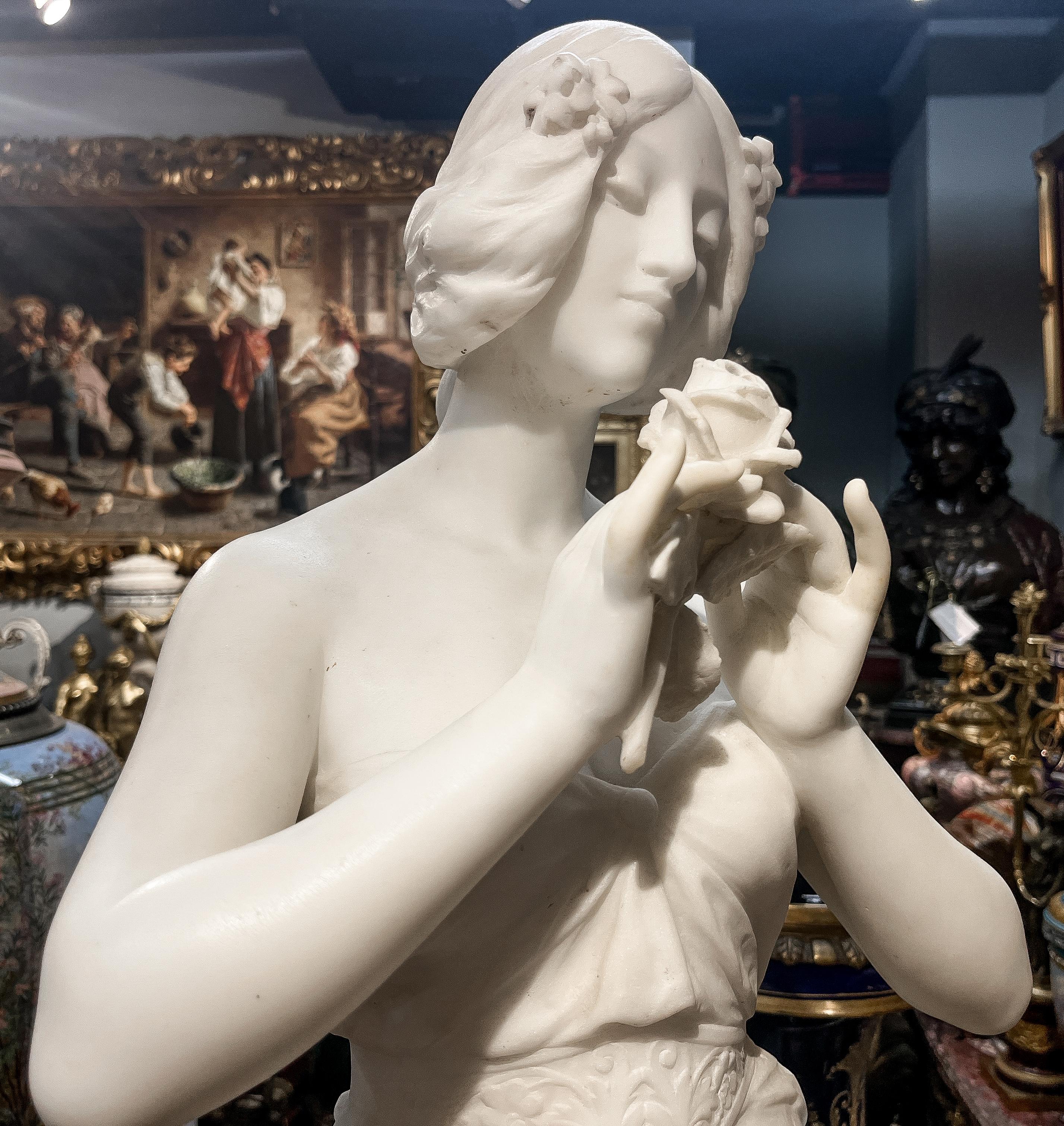 Escultura de Mármol Italiana Estatua de una Belleza 6