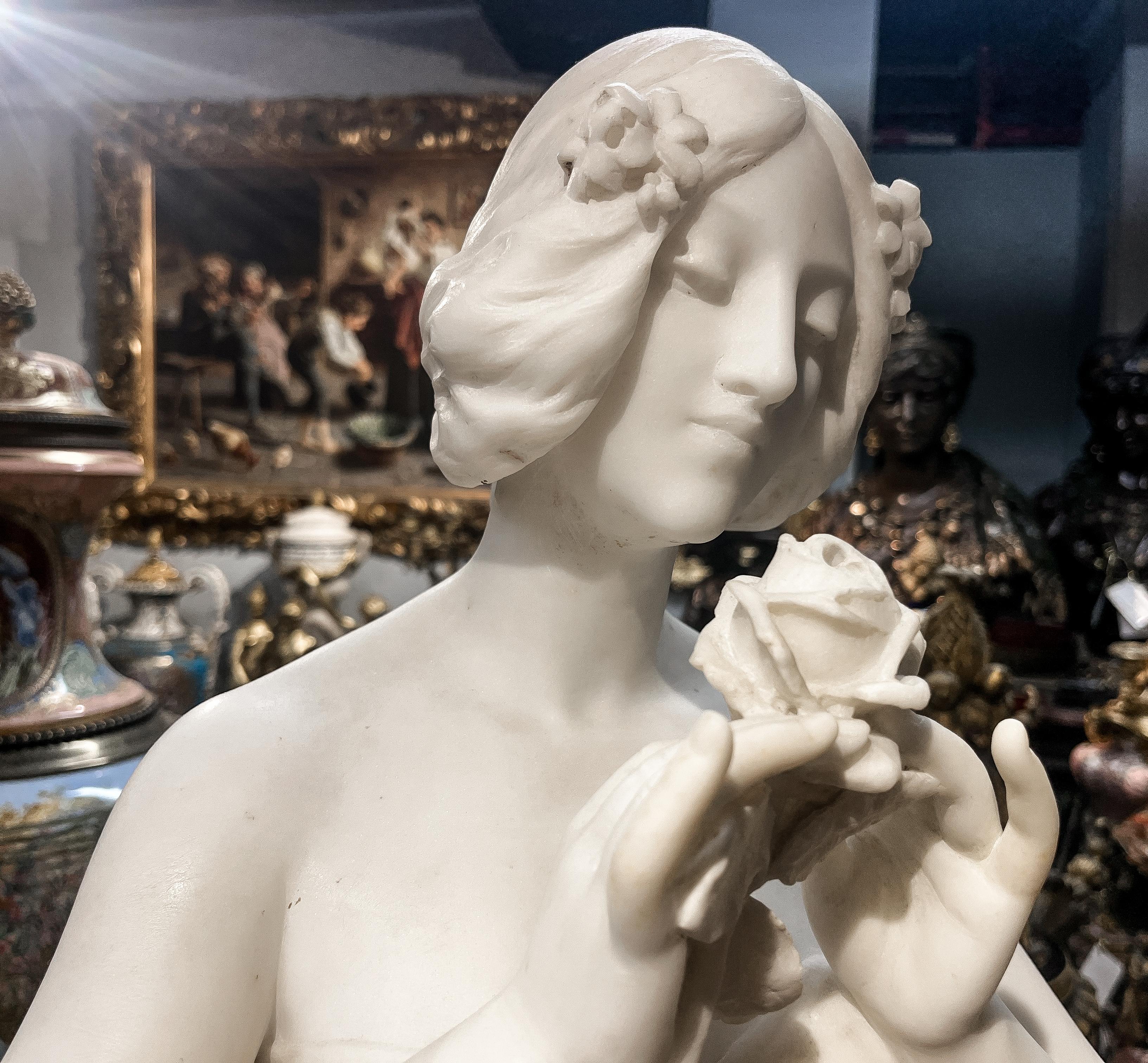 Escultura de Mármol Italiana Estatua de una Belleza 7
