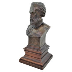 Giuseppe Garibaldi Antique Italian Bronze Bust or Sculpture on a Wooden Base