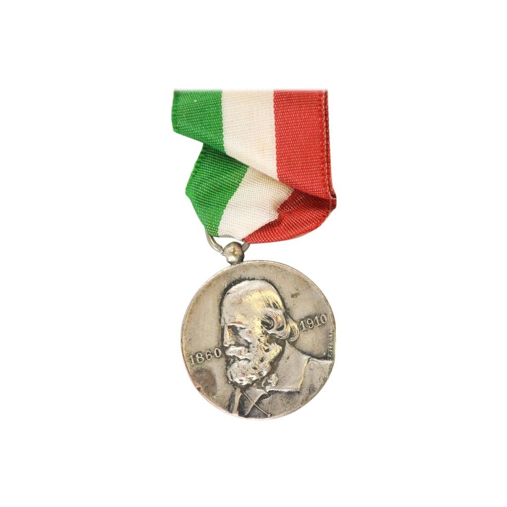 Giuseppe Garibaldi Silbermedaille aus italienischer Manufaktur:: 1910 im Angebot