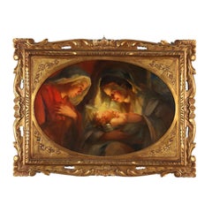 G. Ghiringhelli Motherhood Oil on Canvas Italy XX Century
