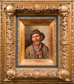 Antique An Italian Man With Hat and Scarf by Italian Artist Giuseppe Giardinello