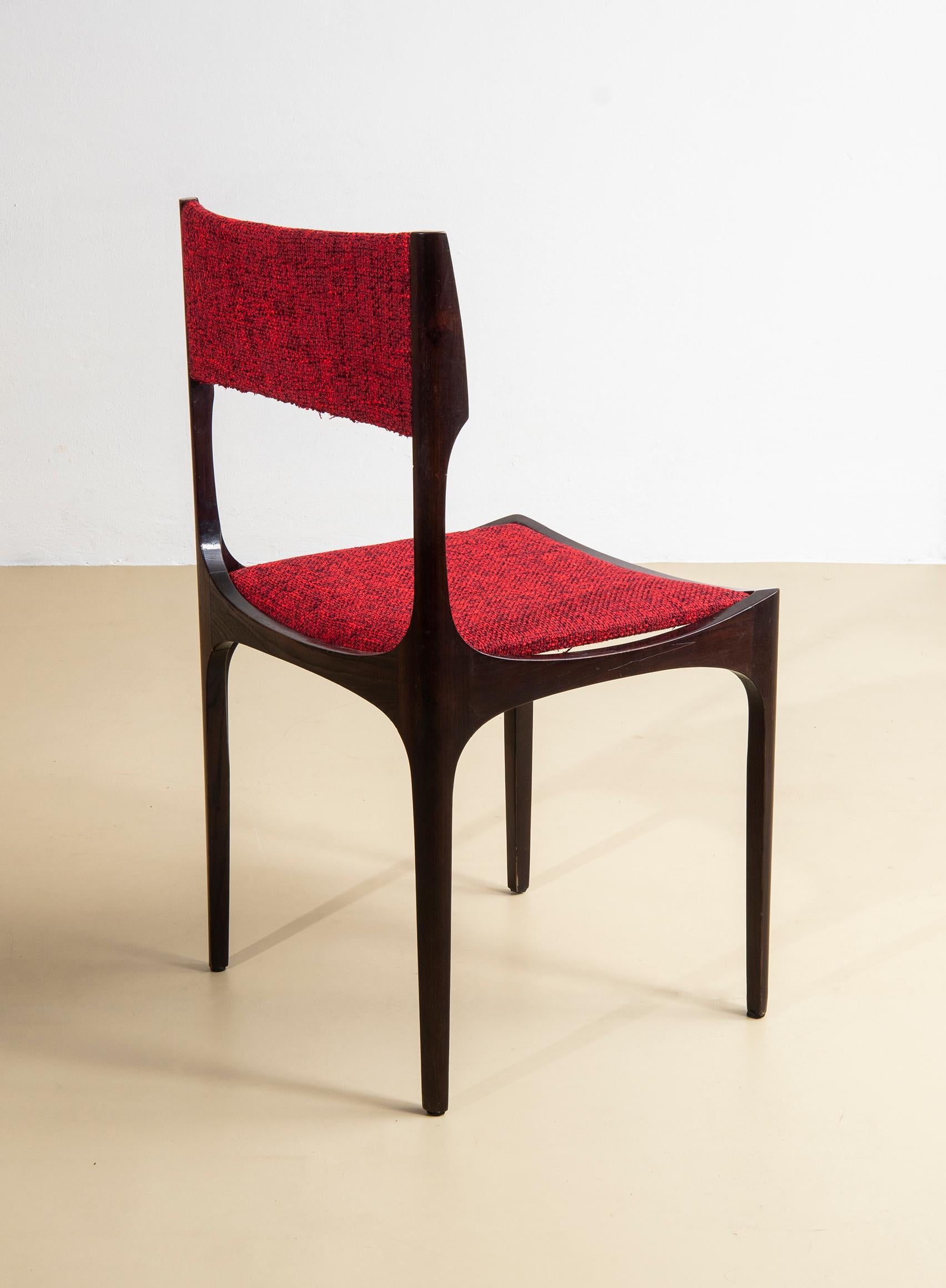 Mid-Century Modern Giuseppe Gibelli, set di 4 sedie per Sormani, anni 60