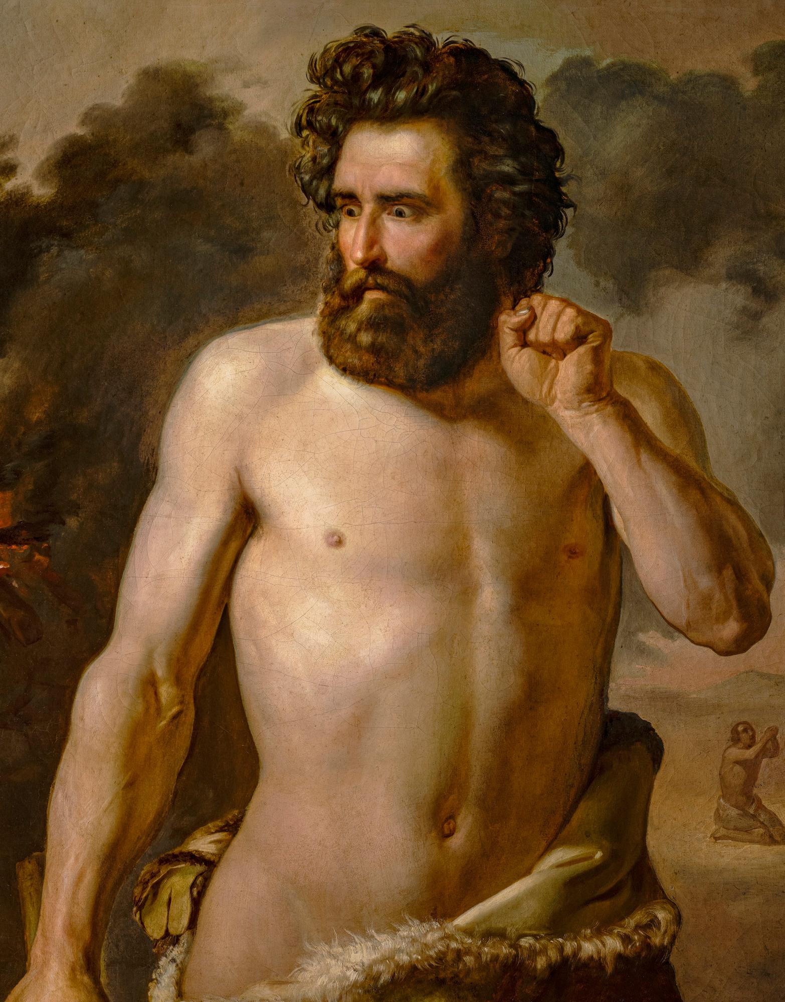 Dipinto figurativo religioso nudo maschile romanticismo italiano del XIX secolo - Painting Romantico di Giuseppe Giordanello