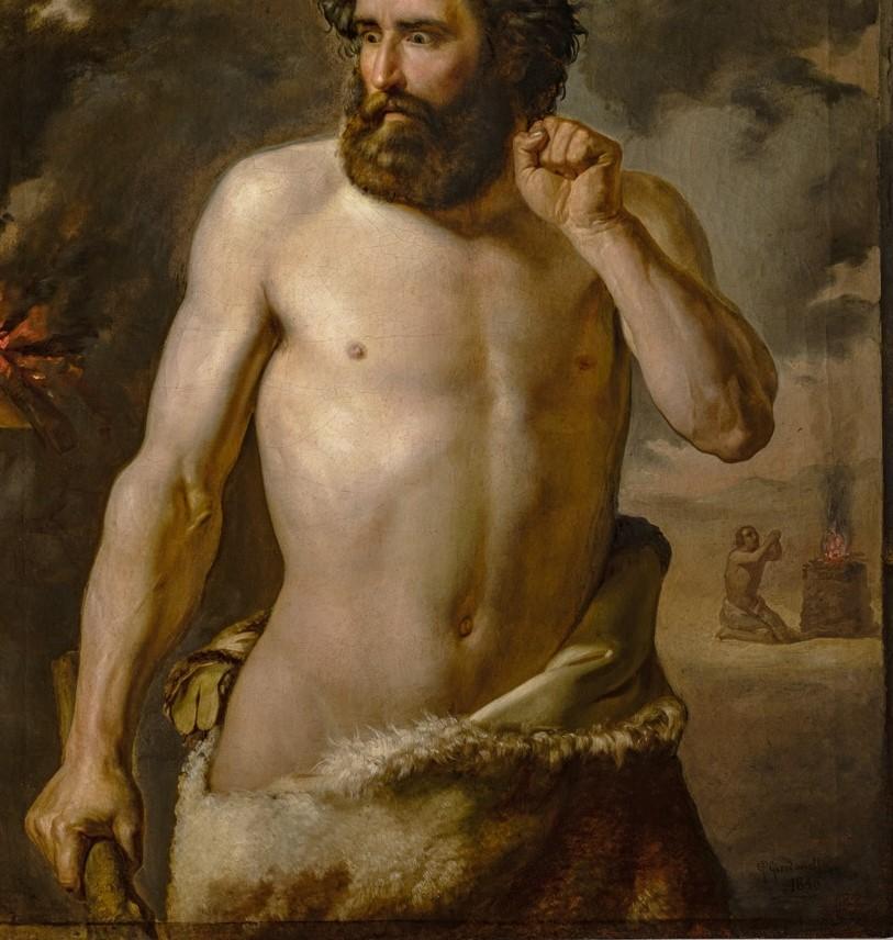 Dipinto figurativo religioso nudo maschile romanticismo italiano del XIX secolo in vendita 1