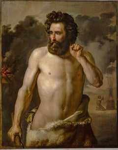 Religious figurative painting male nude 19th century Italian Romanticism